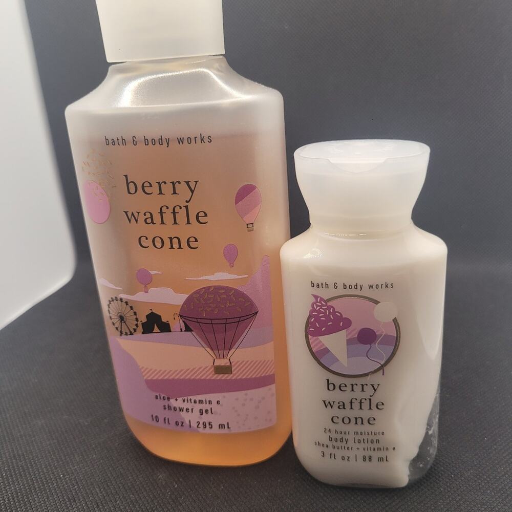 Bath & Body Works Berry Waffle Cone Shower Gel & Lotion Set